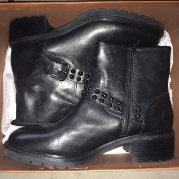 Coach New York Gianna Black Moto Leather Ankle Boots - Picture 3 of 8